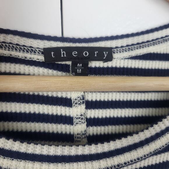 Theory Everyday Black White Cotton Stripe Crewneck T- Shirt Mini Dress | Medium - Picture 6 of 11
